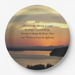 Plato De Papel Serenity Prayer Naranja Seascape Sunset