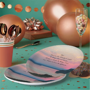 Plato De Papel Serenity Prayer Pink Seascape Sunset