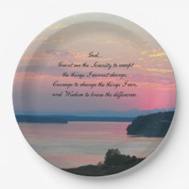 Plato De Papel Serenity Prayer Pink Seascape Sunset