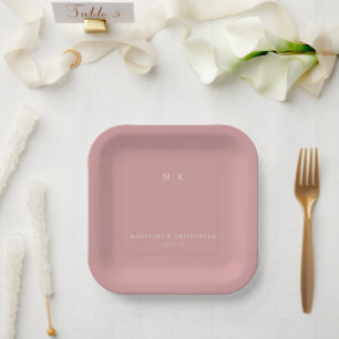 Plato De Papel Sereno tono rosa minimalista