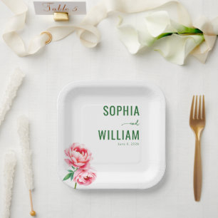 Plato De Papel Sereno Verde Floral