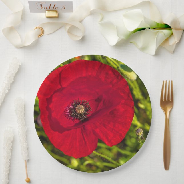 Plato De Papel Serie de amapola #2 (Boda)