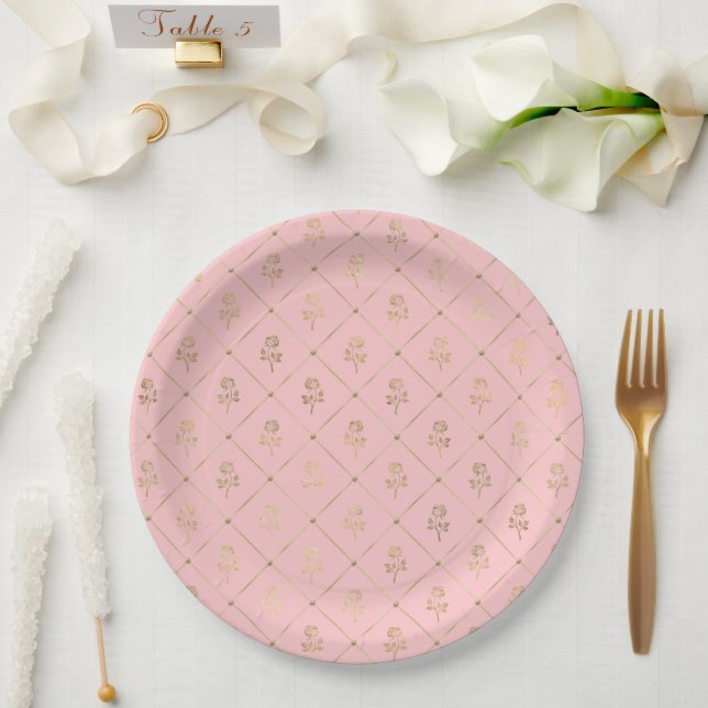 Plato De Papel Serie Princess Bee Diseño #6    (Boda)