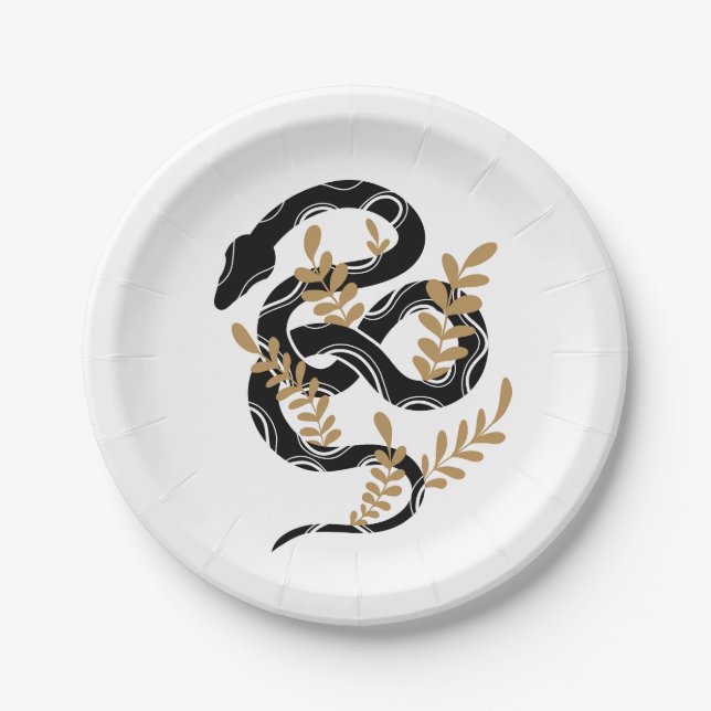 Plato De Papel Serpiente con plantas (Anverso)