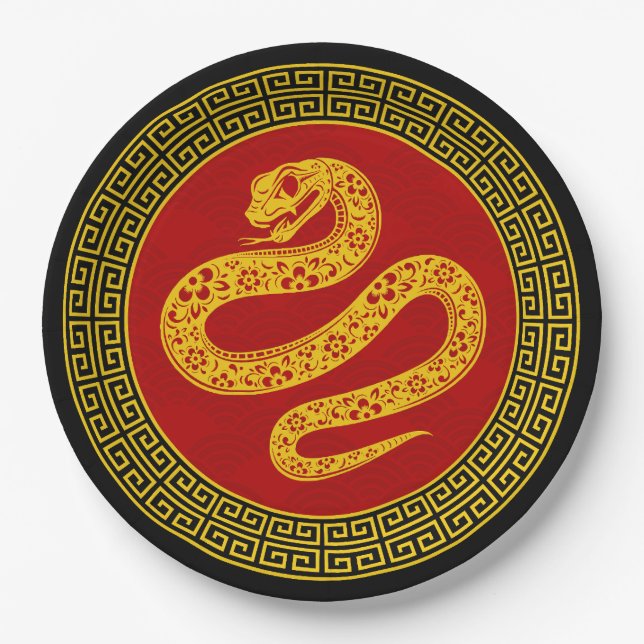 Plato De Papel Serpiente de Año Nuevo Chino Ornamental (Anverso)