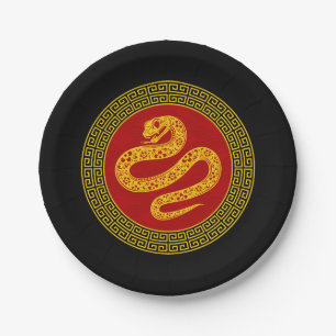 Plato De Papel Serpiente de Año Nuevo Chino Ornamental