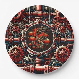 Plato De Papel Serpiente de Año Nuevo Chino Steampunk