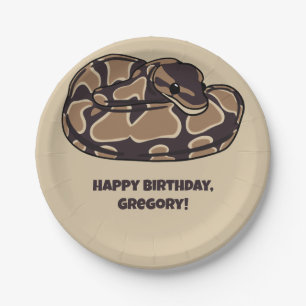 Plato De Papel Serpiente de Ball Python, marrón y tan personaliza