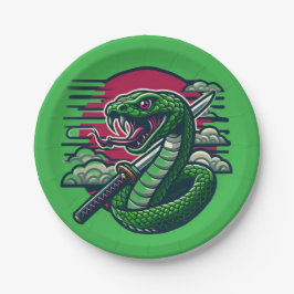 Plato De Papel Serpiente verde