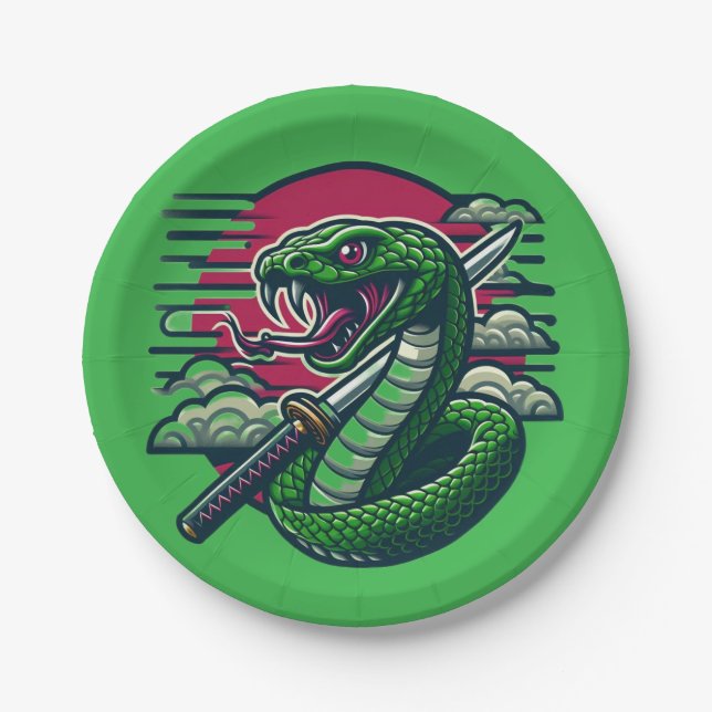 Plato De Papel Serpiente verde (Anverso)