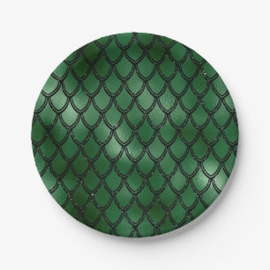 Plato De Papel Serpiente Verde Patrón de Reptil
