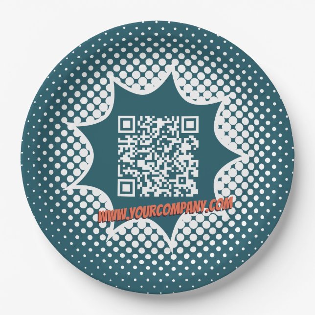 Plato De Papel Servicio de limpieza de código QR azul promocional (Anverso)
