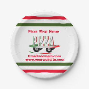 Plato De Papel Servicio de pizza, verde rojo, personalizado