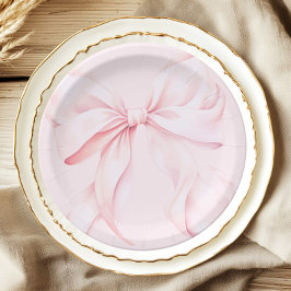 Plato De Papel Servilleta de papel de lazo rosa Coquette