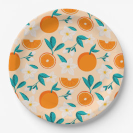 Plato De Papel Servilleta de patrón naranja | Diseño de cítricos 