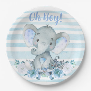Plato De Papel servilletas Baby Shower Elephant Watercolor para n