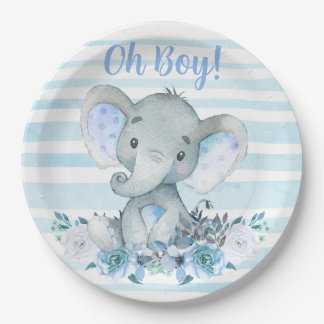 Plato De Papel servilletas Baby Shower Elephant Watercolor para n