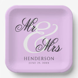 Plato De Papel Servilletas de boda elegantes minimalistas Sr. y S