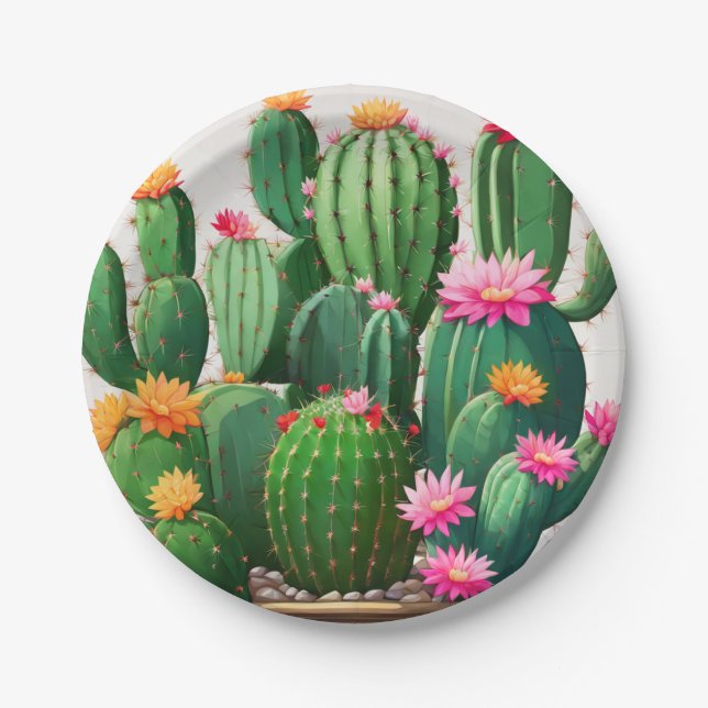 Plato De Papel Servilletas de cactus (Anverso)