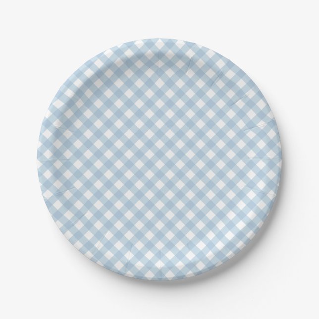 Plato De Papel servilletas de cumpleaños número uno de cuadros az (Anverso)