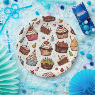 Plato De Papel Servilletas de papel con estampado de pastel