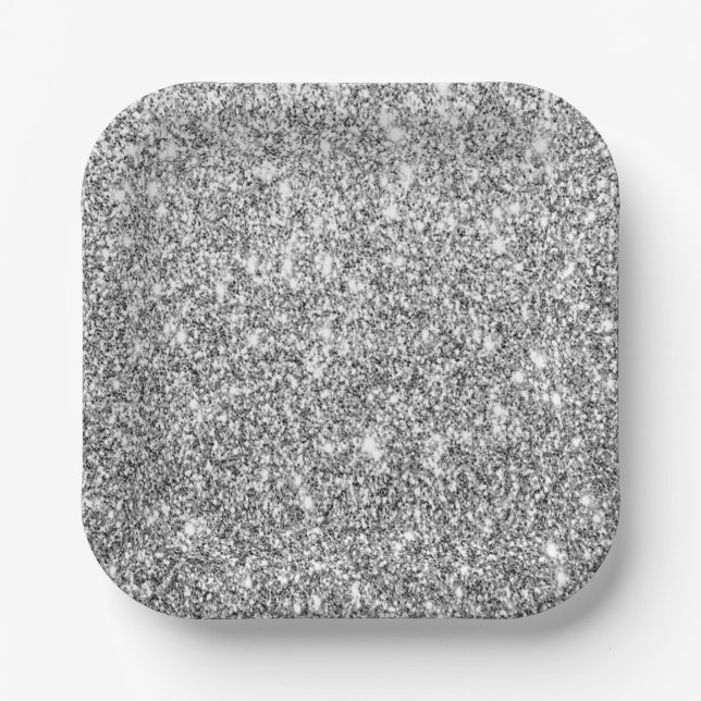 Plato De Papel Servilletas de papel de fiesta con brillo de plata (Anverso)