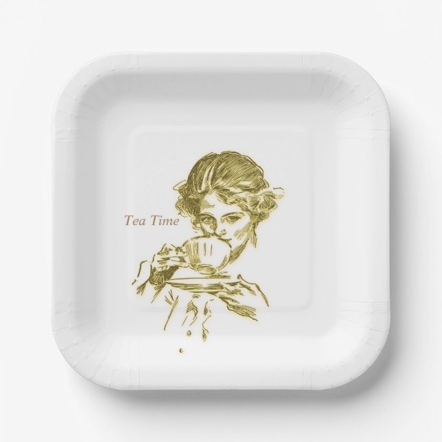 Plato De Papel Servilletas de té vintage (Anverso)