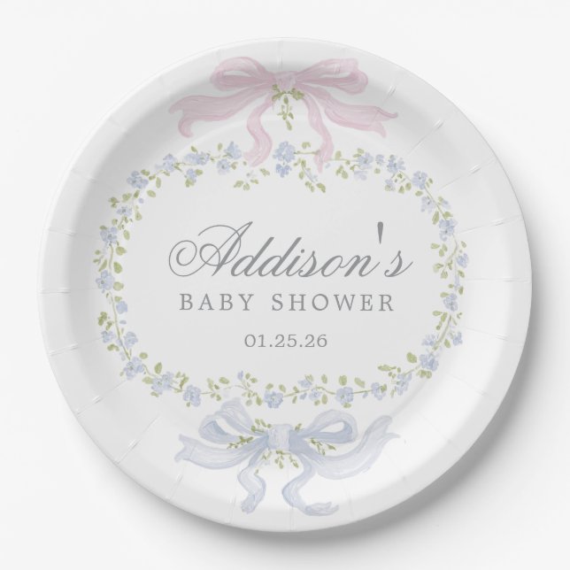 Plato De Papel Servilletas florales azules (Anverso)