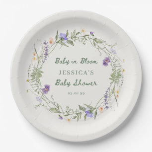 Plato De Papel Servilletas para baby shower Baby in Bloom Wildflo