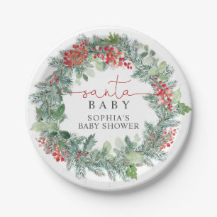 Plato De Papel Servilletas para Baby Shower con Corona de Navidad