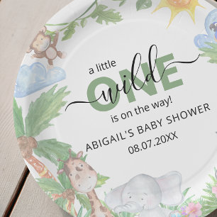 Plato De Papel Servilletas para Baby Shower Wild One Safari