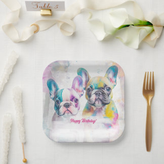 Plato De Papel Servilletas personalizadas de cachorro de Bulldog 