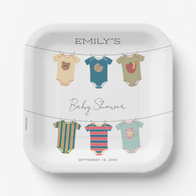 Plato De Papel Sesame Pals Bodysuit Baby Shower (Anverso)