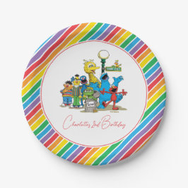 Plato De Papel Sesame Street Colorful Rainbow Birthday