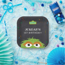 Plato De Papel Sesame Street | Cumpleaños de Oscar Pizarra