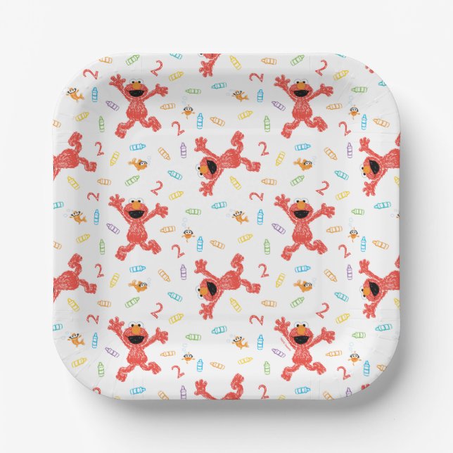 Plato De Papel Sesame Street Elmo | Cumpleaños Crayon (Anverso)