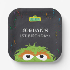 Plato De Papel Sesame Street | Oscar Birthday Chalkboard