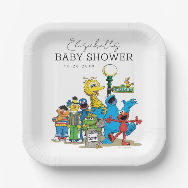 Plato De Papel Sesame Street Pals Baby Shower (Anverso)