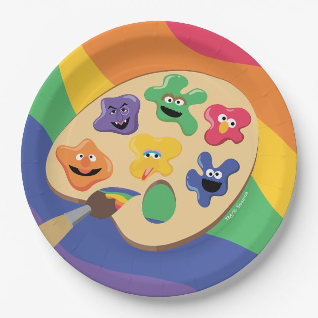 Plato De Papel Sesame Street Pals Rainbow Art Fiesta (Anverso)