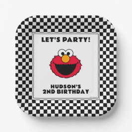 Plato De Papel Sesame Street's Elmo Checkerboard Birthday