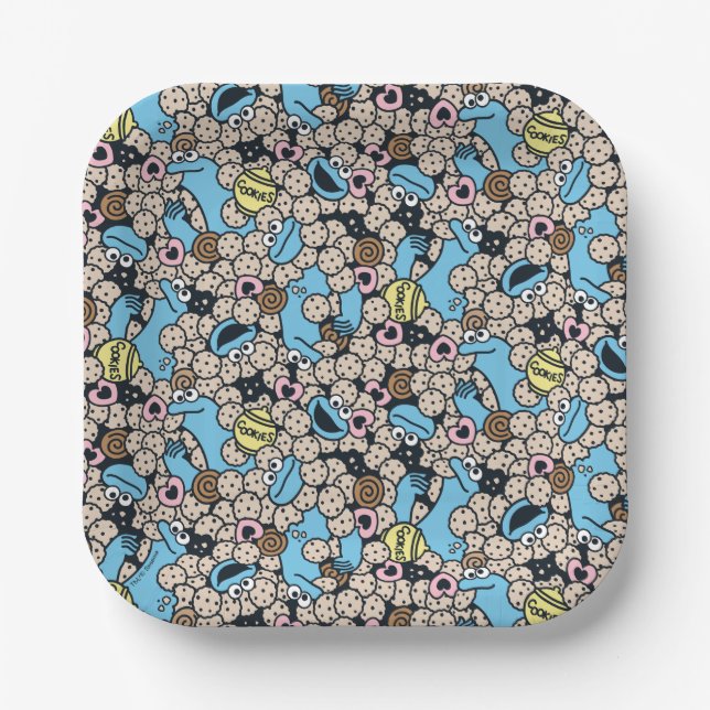 Plato De Papel Sésamo | Modelo de doodle de galletitas de galleti (Anverso)