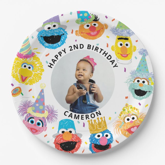 Plato De Papel Sésamo Street Pals Confetti Cumpleaños (Anverso)