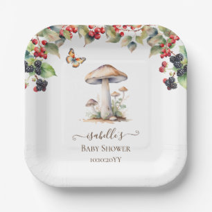 Plato De Papel Seta del bosque y ducha de bebé otoñal de hongos 