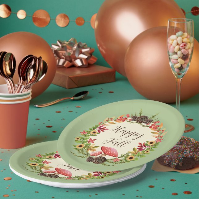 Plato De Papel Seta y girasoles con texto personalizable  (Multi)