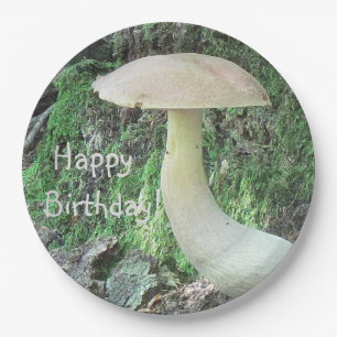 Plato De Papel Setas en el cumpleaños del bosque