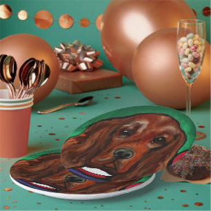 Plato De Papel Setter Rojo Irlandés   