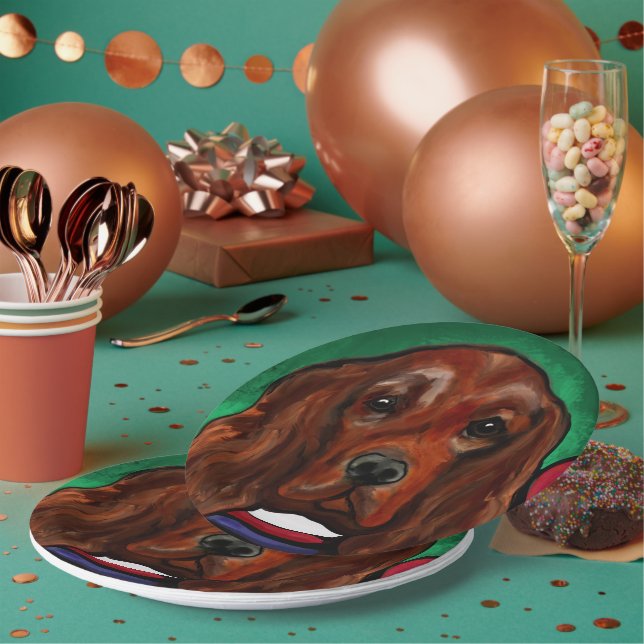 Plato De Papel Setter Rojo Irlandés    (Multi)