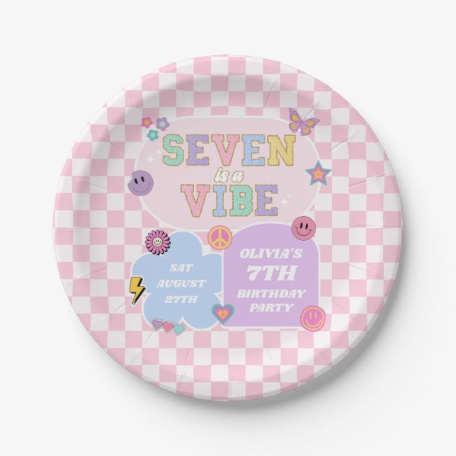 Plato De Papel Seven is a Vibe Preppy Patch sétima fiesta de cump (Anverso)