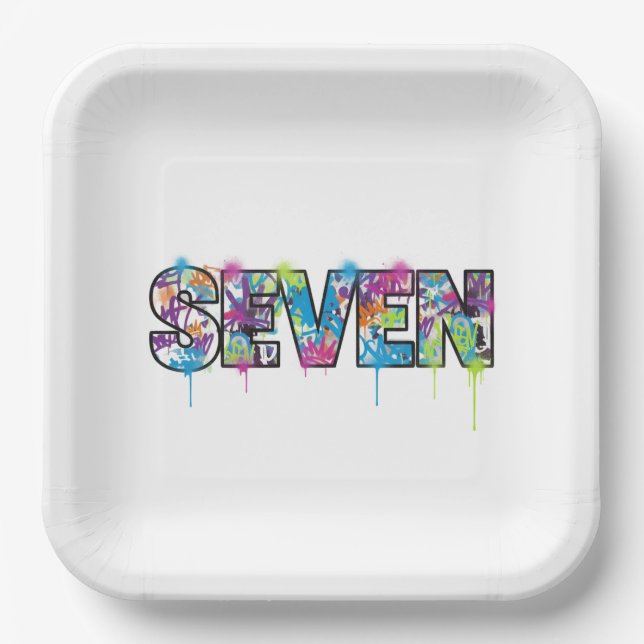 Plato De Papel Seven Spray-paint  (Anverso)