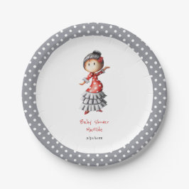 Plato De Papel Sevillana embarazada Flamenco Dancer Baby Shower